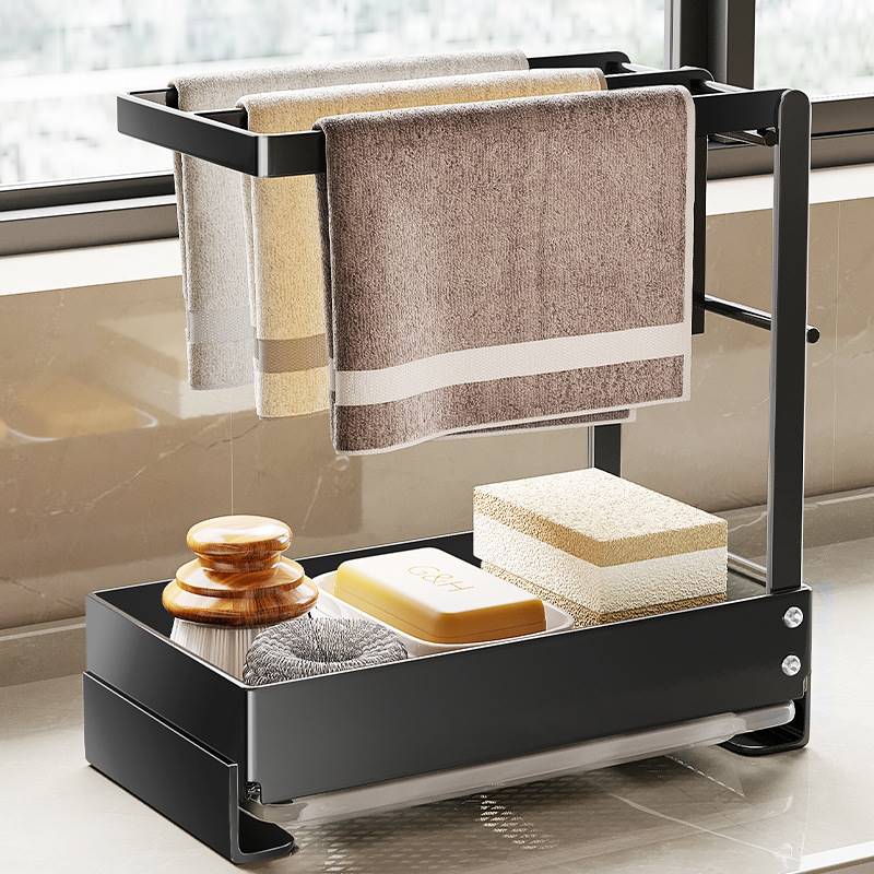 窗台壁挂抹布挂架免打孔厨房沥水池收纳洗碗布水槽台面懒人置物架