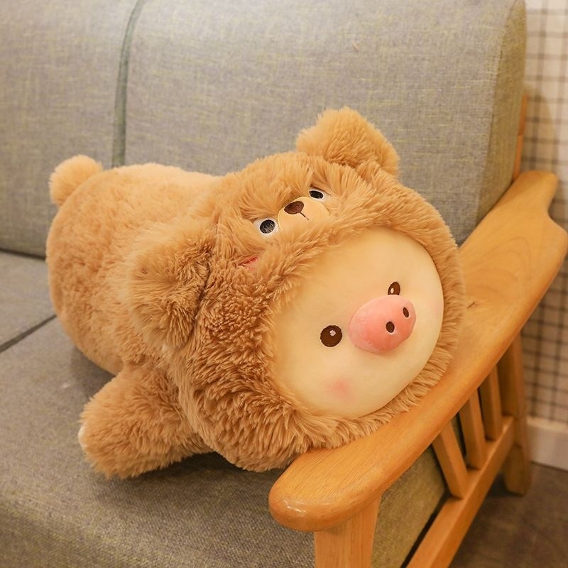 可爱趴款变身小猪公仔玩偶睡觉抱枕大号毛绒玩具布娃娃儿童礼物女