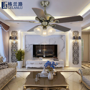 欧式复古吊扇客厅带吊灯餐厅一体电灯灯餐厅电风扇灯扇厨房有110V
