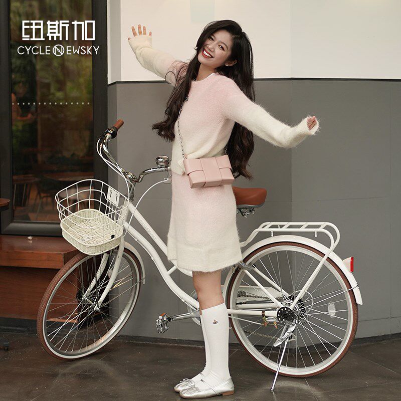 纽斯加自行车女款女生通勤女式女士上班代步复古成人轻便变速日系