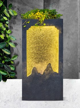 石材定制水幕墙现代简约庭院造景户外水景瀑布喷泉流水墙水池装饰