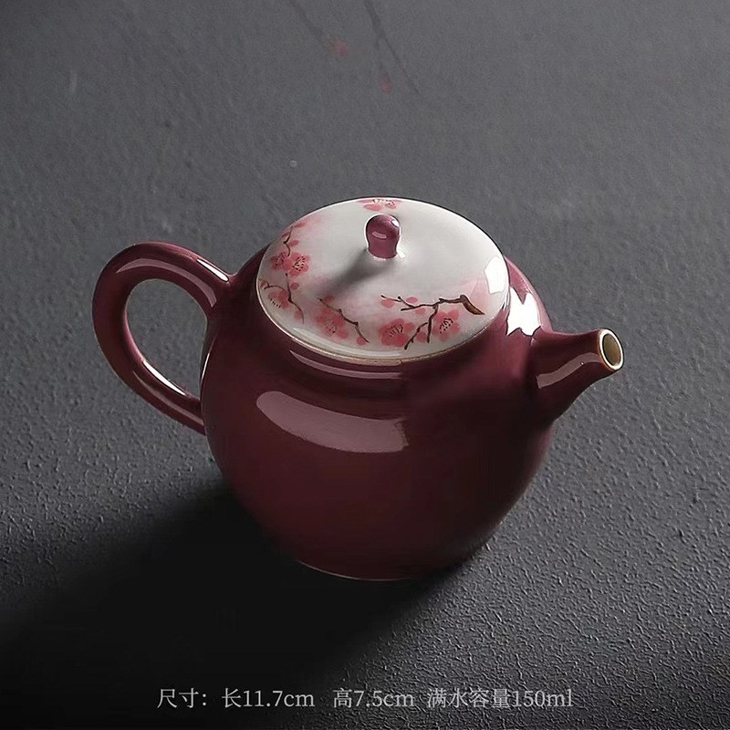 陶瓷手绘茶壶 茶室空间高颜值小壶 功夫茶具小品壶 泡茶单壶 瓷壶