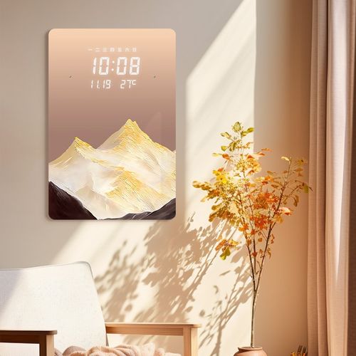 2025新款电子钟表挂钟客厅静音装饰画创意LED电视格栅挂墙时钟