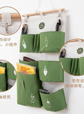 布艺挂墙上置物袋储物挂兜 门后可悬挂式收纳布袋多层墙面壁挂袋