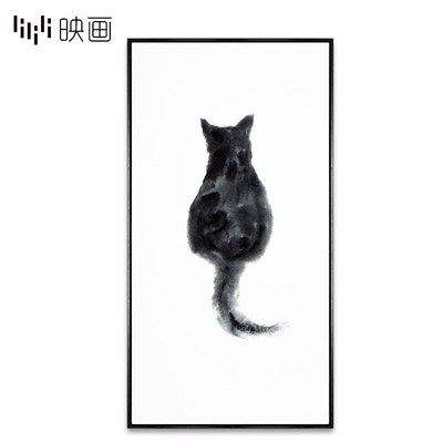 动物壁画入户玄关装饰画竖版走廊过道挂画猫咪卡通墙画喷绘艺术画