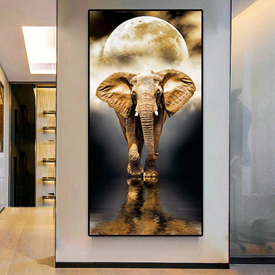 数字油画高级感diy油彩画大象手绘画画填色客厅玄关大幅装饰画