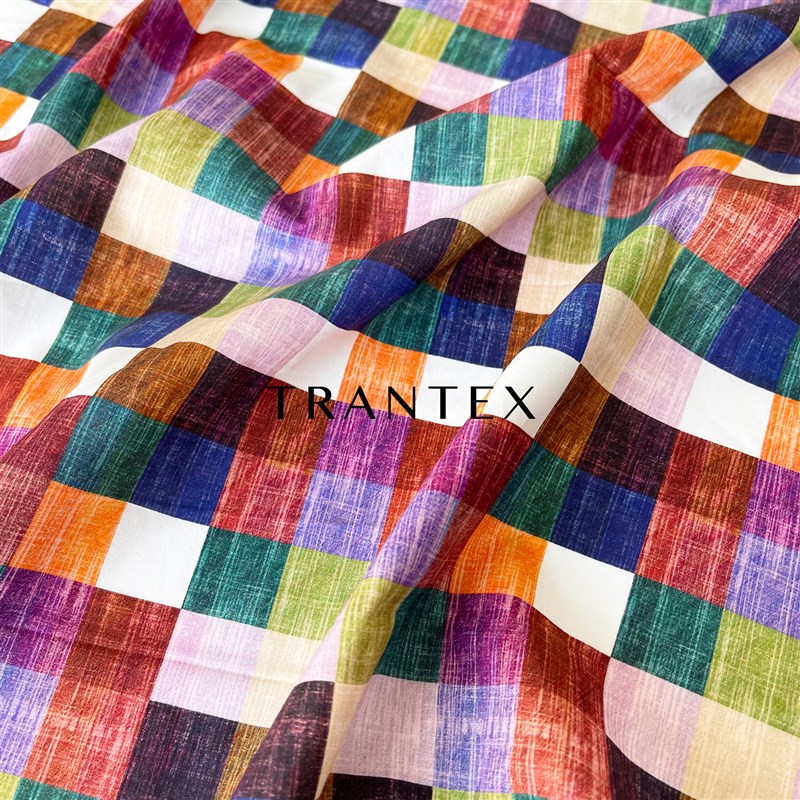 撞色大方格子全棉布平纹府绸印花碎花手工服装连衣裙面料布料