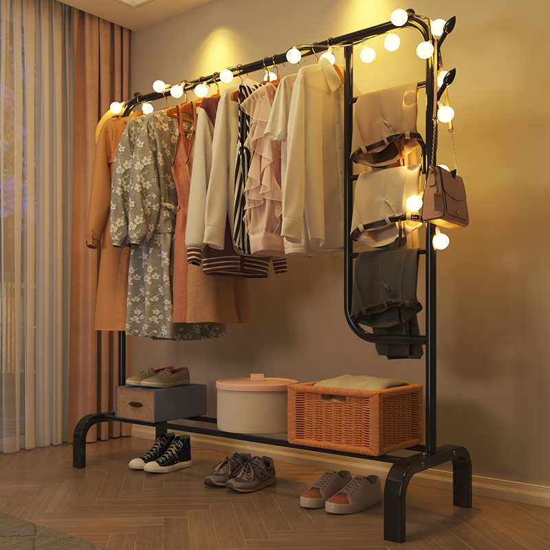 晾衣架落地卧室内挂衣架家用晒衣架阳台卧室简易晾衣杆宿舍衣服架