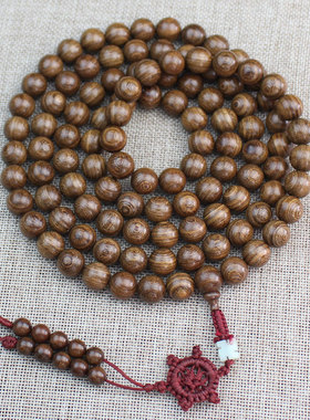 天然实木金丝檀木108颗念珠10mm佛珠手链文玩木质手串项链工艺品