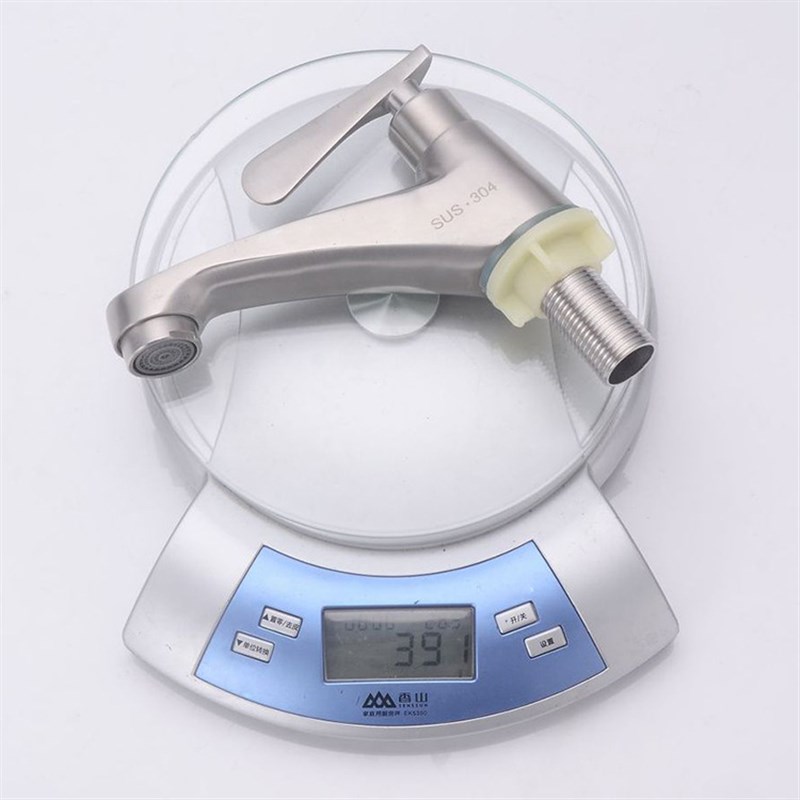 304不锈钢水龙头台盆立柱盆4分98面盆龙头快开式单冷陶瓷盆水龙头