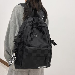 校园书包女大学生韩版高中初中生大容量旅行背包2024新款双肩包女