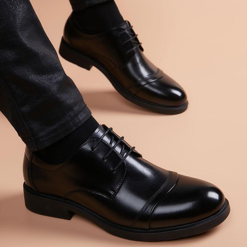 正装皮鞋男2025新款三接头商务休闲鞋英伦风高端头层牛皮真皮男鞋