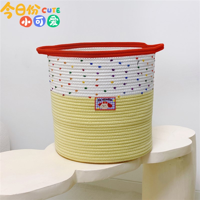 多巴胺卡通脏衣篮大容量收纳筐客厅棉线编织卧室玩具手工脏衣筐