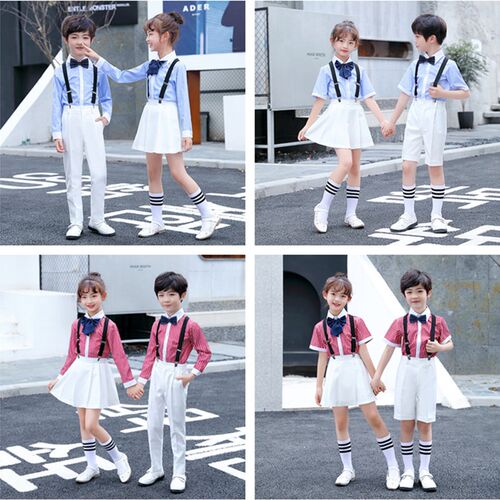 六一儿童合唱演出服幼儿园学生毕业朗诵服礼服男女童背带裤表演服