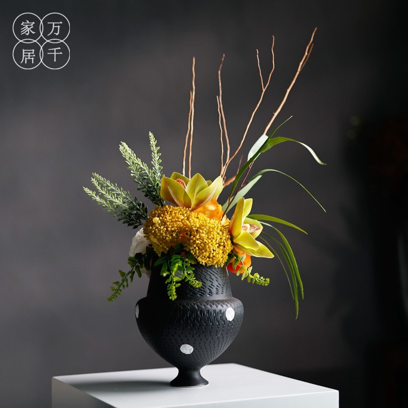 现代简约花瓶粗陶罐复古中式日式插花客厅玄关酒店摆件插花艺术