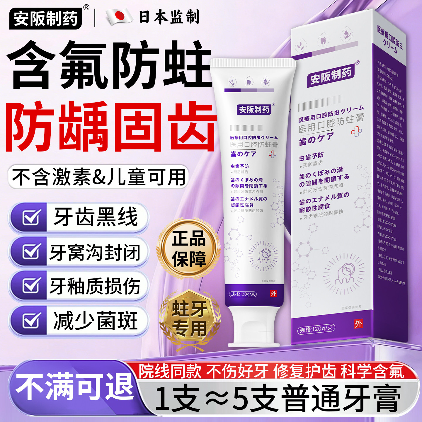 医用含氟牙膏防龋齿蛀牙去牙黑线