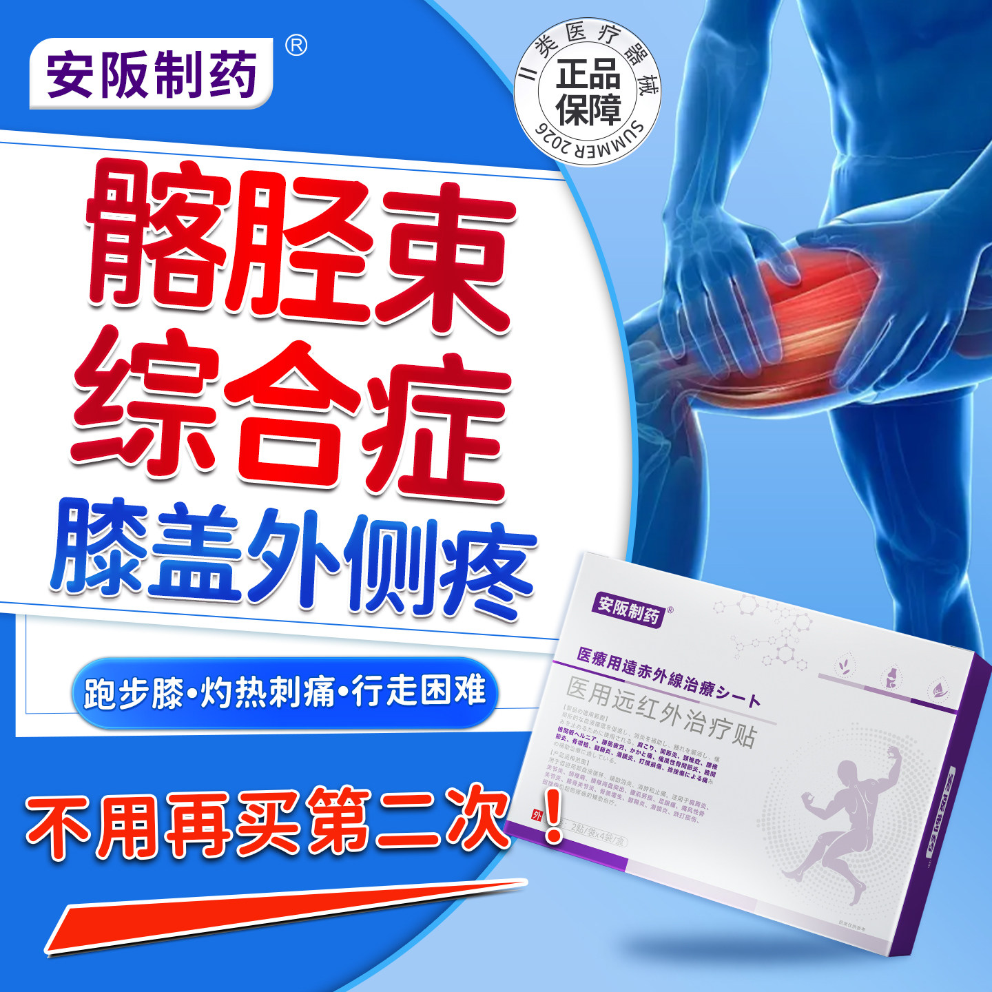 髂胫束综合症大腿膝盖外侧疼痛专用膏药贴关节肌肉下蹲困难肿胀KY