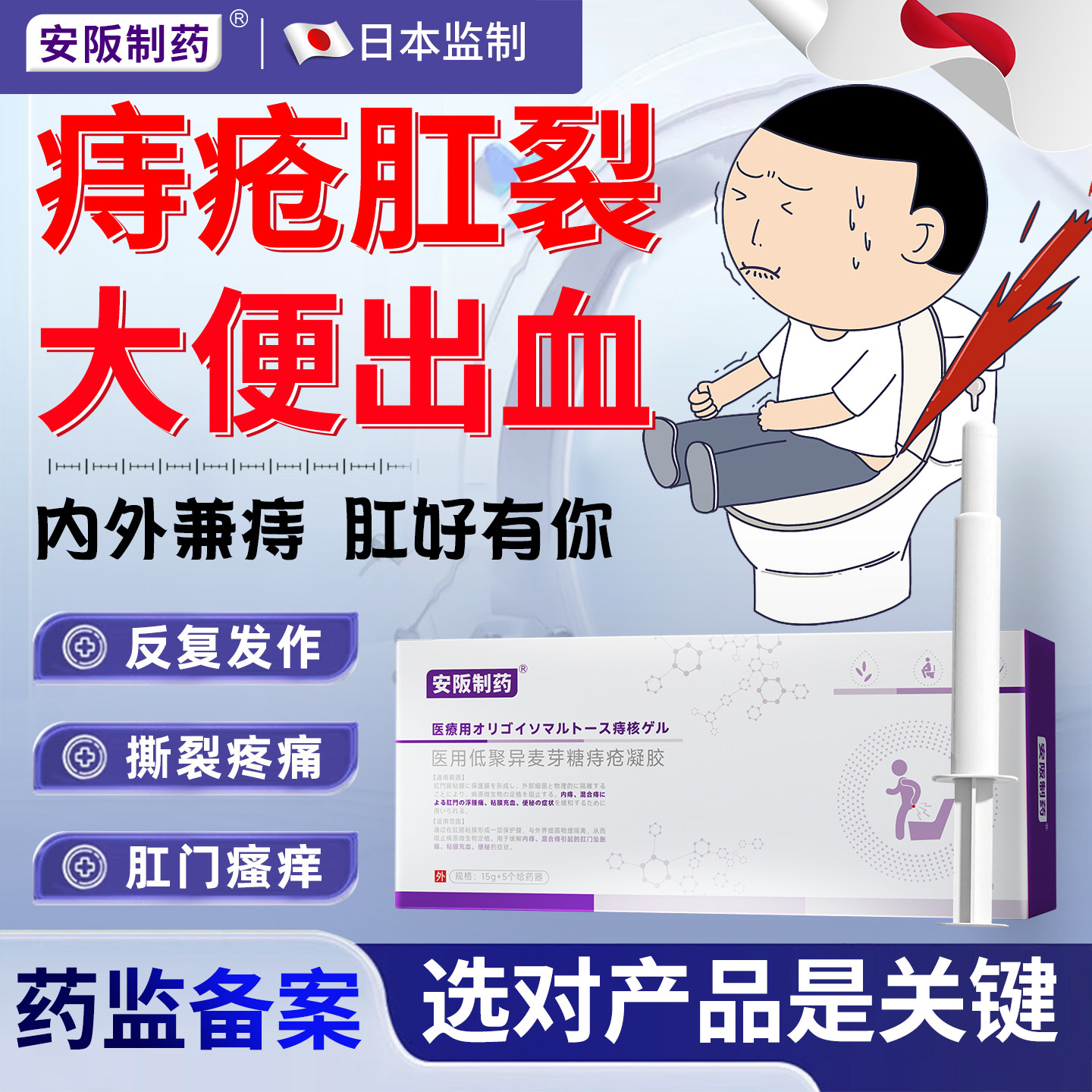 内痔外痔混合痔肛裂消痔凝胶专痔疮大便出血肛门瘙痒撕裂用药膏KY