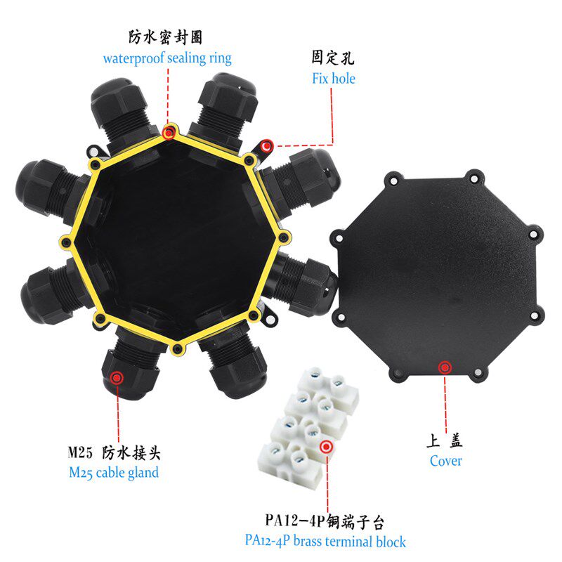 格林威IP68户外防水接线盒 可更改不同接头款式 多通电缆盒子