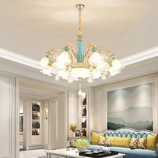 欧式客厅吊灯中山灯饰法式浪漫陶瓷别墅餐厅灯罩朝下麦穗主卧室灯