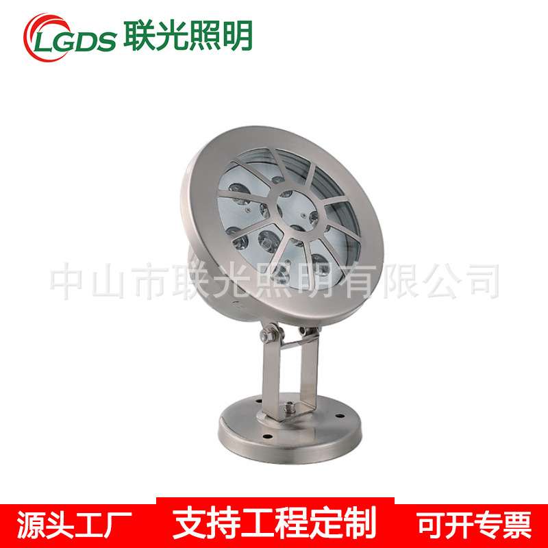 LED水底灯景观水下射灯9W12W低压12V24V七彩变色泳池不锈钢喷泉灯