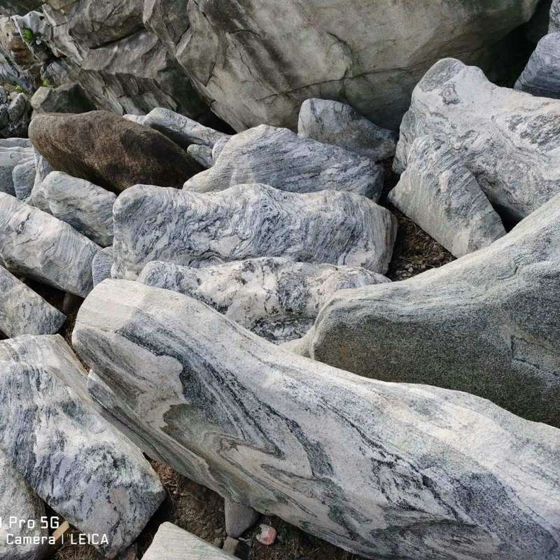切片雪浪石景观装饰 假山造景组合绿地草坪展厅雪浪石 风景石摆件