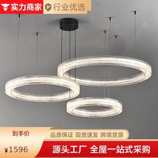 意式极简别墅客厅吊灯高亮度环形家用轻奢全铜树脂大厅卧室餐厅灯
