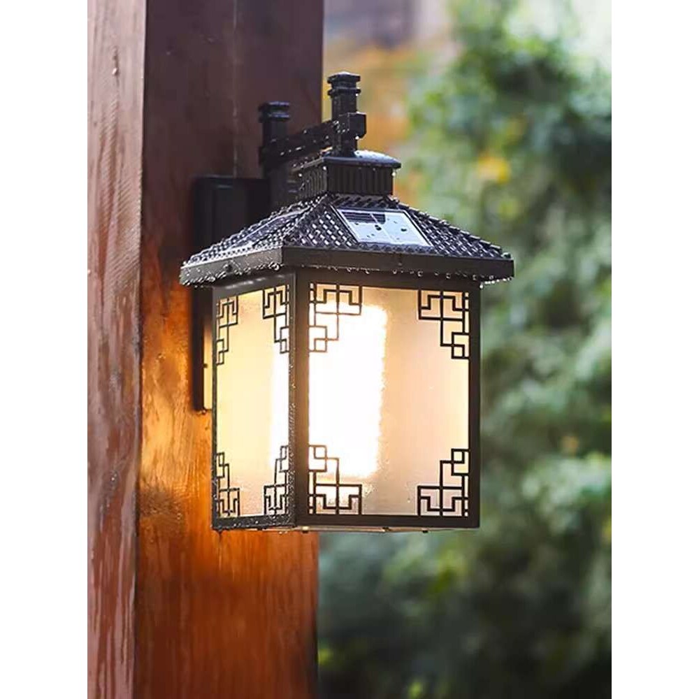 太阳能壁灯户外防水新中式复古灯具庭院灯室外智能别墅灯仿古灯