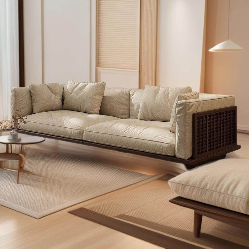 宋式美学沙发黑胡桃实木沙发新中式四人位家用小户型直排客厅沙发