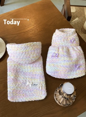 春秋款宠物衣服加厚狗狗卫衣连身裙子甜美猫咪马尔济斯比熊情侣装