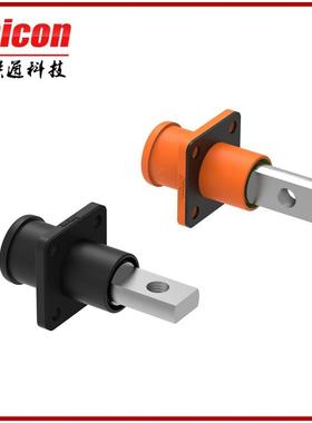 储能连接器单芯200A黑色橙色面板安装铜片锁线储能接头