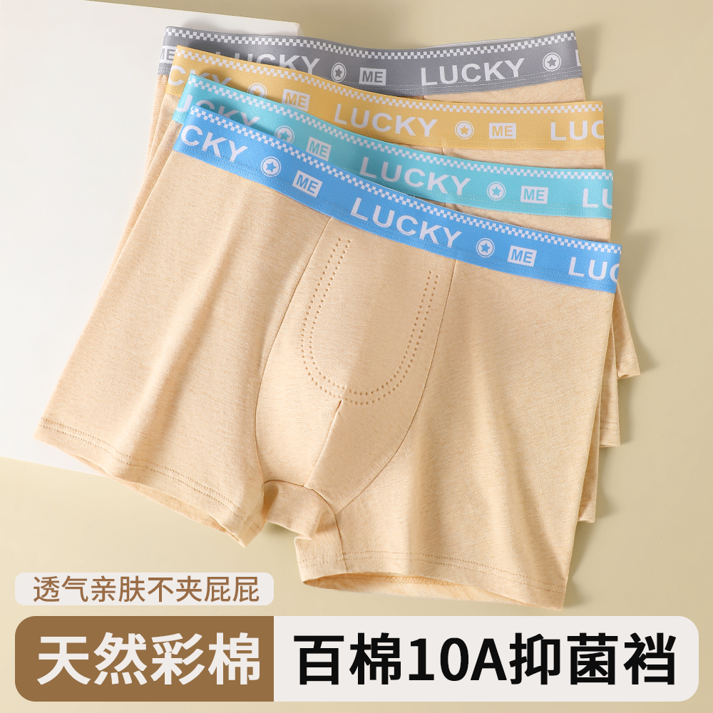 青少年男童天然彩棉内裤纯棉10A抗菌裆中大童小孩学生发育期初中,女士内衣/男士内衣/家居服,男平角内裤,淘宝优惠券,粉丝福利购,淘宝优惠卷
