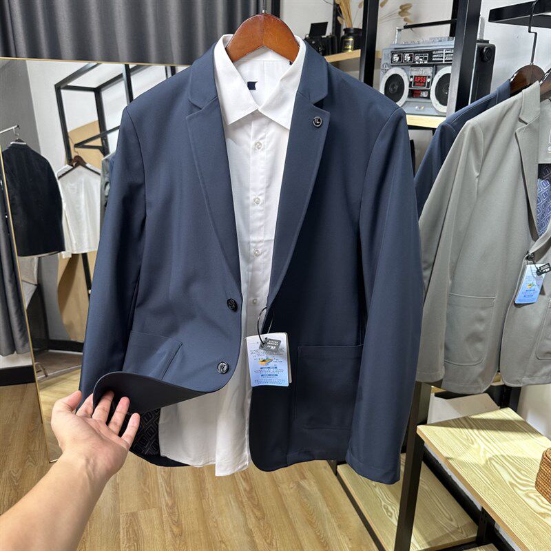 新款高级无痕压胶防水速干透气商务休闲西装男士秋季便服单西外套