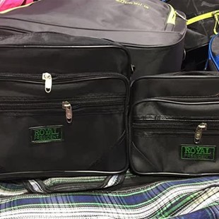 时尚黑色钱包斜挎包尼龙包钞票包收账包多层拉链生意收钱包卖票包