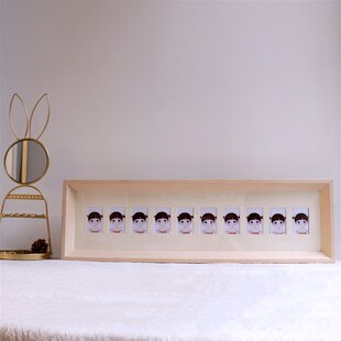 实木2寸连体相框简约证件照头像照原木色长摆台挂墙十连框宝宝照