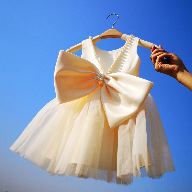 花童礼服女童蓬蓬纱公主裙儿童婚纱舞台主持表演服生日宴会裙韩版