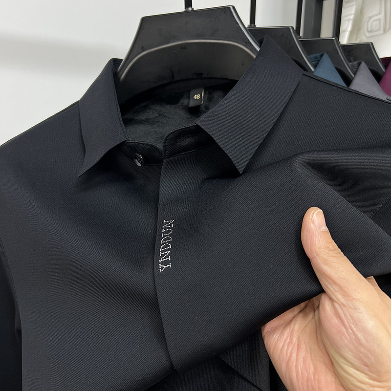 【一体绒】长袖衬衫男加绒加厚冬季男装休闲商务保暖衬衣修身上衣