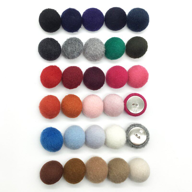 蘑菇扣子羊毛羊绒呢子布包纽扣黑色大H衣扣外套时尚布扣子针线手