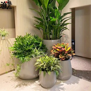 玻璃钢组合花盆室内写字楼商场装饰落地花器简约现代软装美陈花钵