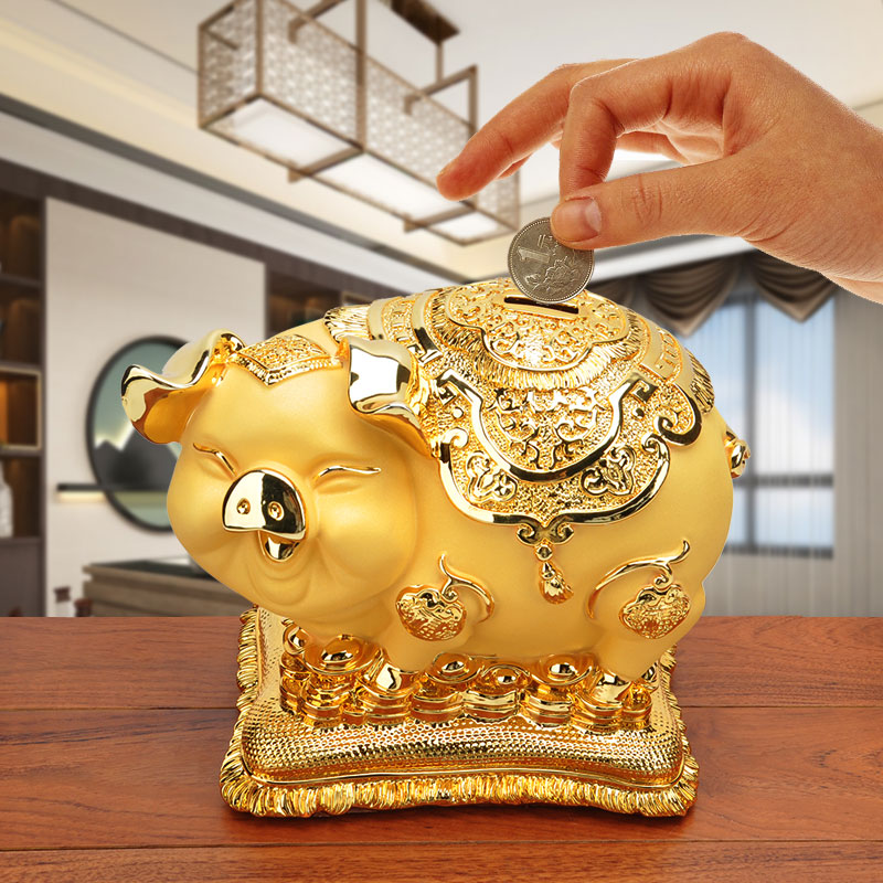 树脂金猪存钱罐儿童储钱罐可取福猪店铺柜台招财摆件摆设高档礼品