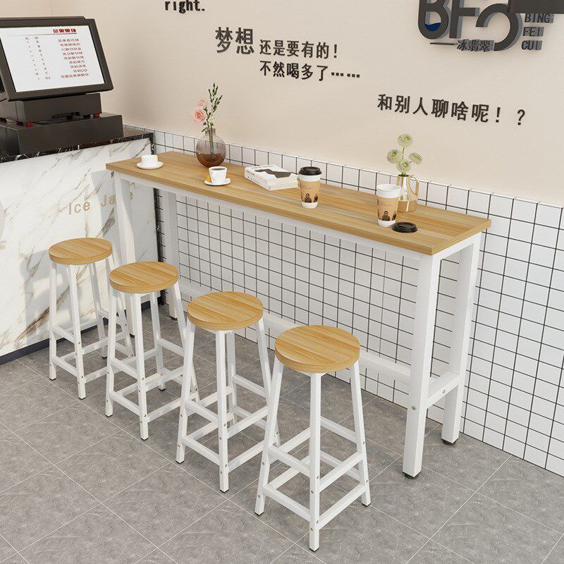 奶茶店吧台桌咖啡厅餐厅靠墙高脚桌酒吧铁艺吧台桌椅家用客厅桌子
