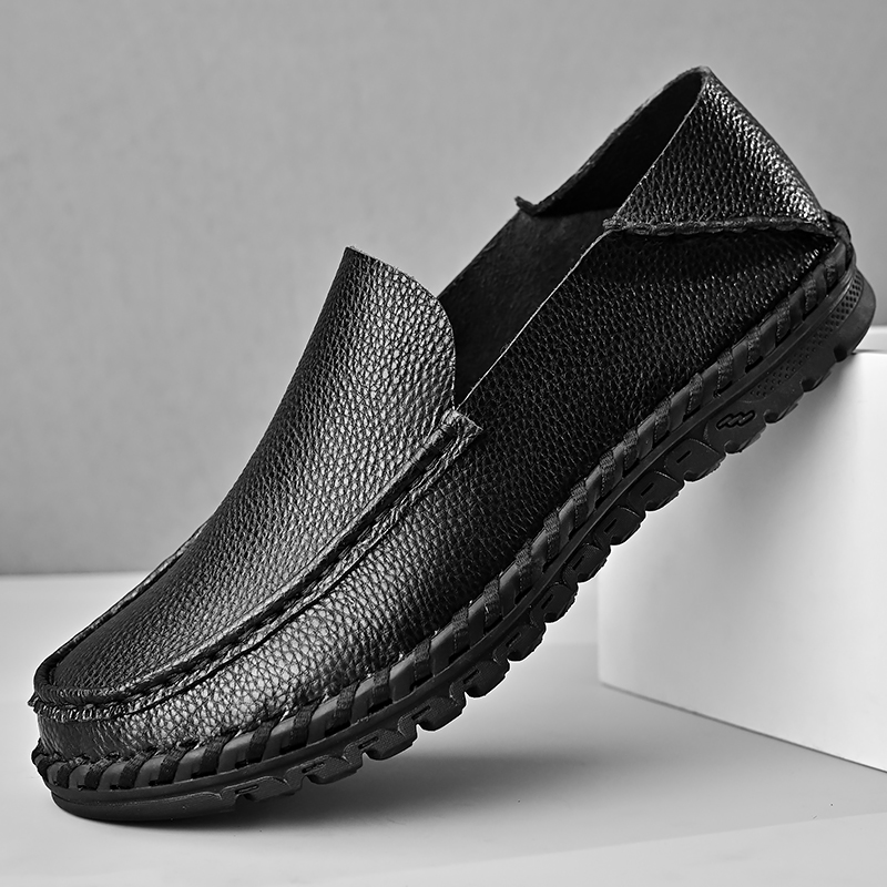 皮鞋男春夏新款休闲鞋真皮男士皮鞋软牛皮透气商务男鞋豆豆鞋子男