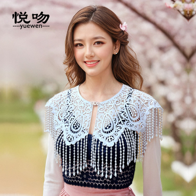 配旗袍裙子的斗篷云肩镂空蕾丝小披肩夏百搭短款开衫外搭复古坎肩