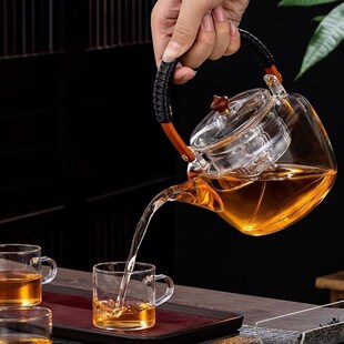 日式耐热玻璃煮茶提梁壶 加厚蒸煮将军壶 家用电陶炉烧水壶泡茶壶
