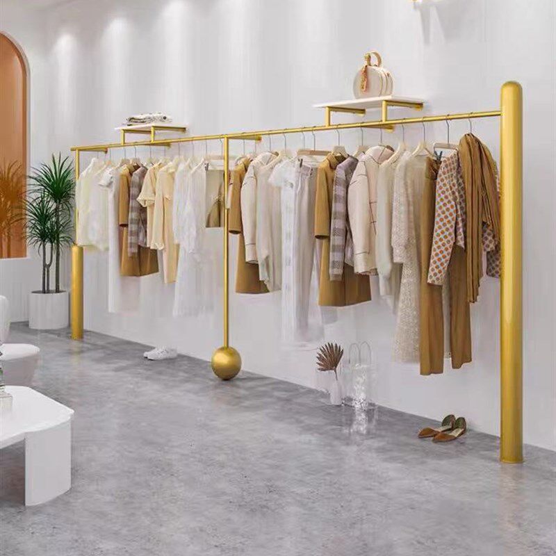 服装店展示架上墙铁艺金色挂衣架专用网红陈列架男女装店货架定制
