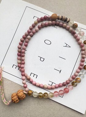 多层红纹石木质编织手链女复古风轻奢小众精致手串天然石新款手饰