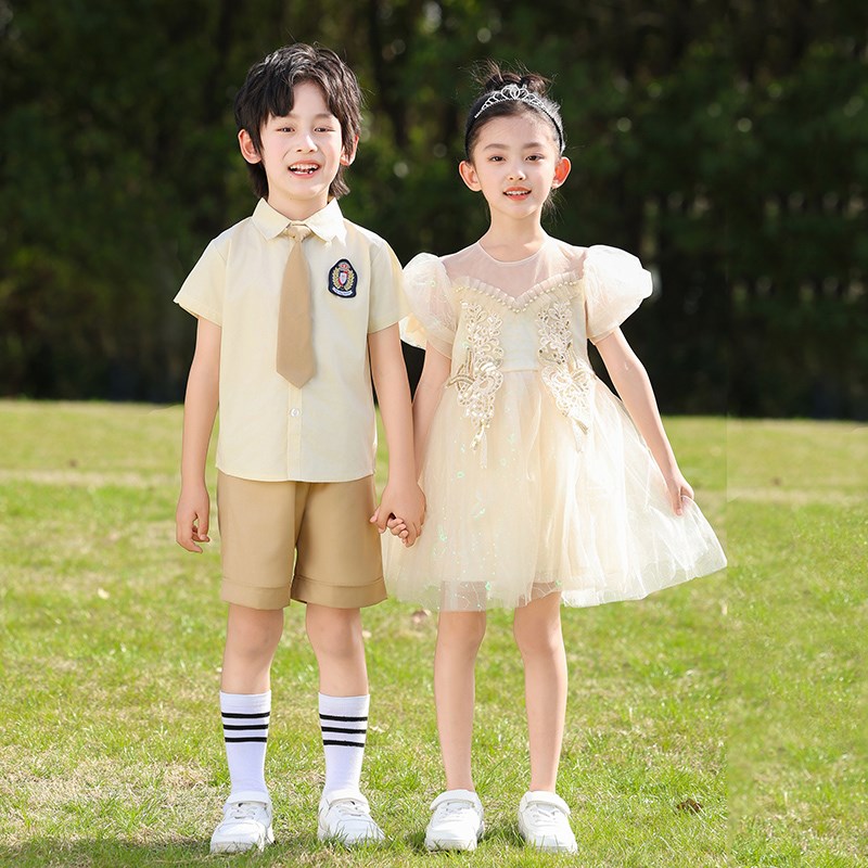 六一儿童合唱演出服女童舞蹈蓬蓬裙男童班服幼儿园毕业照表演服装