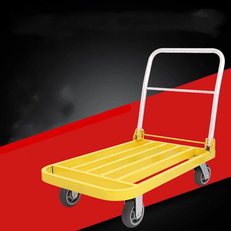 厂家黄色方管平板拉货手推车四轮静音加厚折叠仓库搬运推动车,鲜花速递/花卉仿真/绿植园艺,割草机/草坪机,淘宝优惠券,粉丝福利购,淘宝优惠卷
