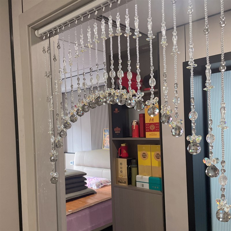 水晶珠帘A7新款拱形客厅网红隔断帘子免打孔门帘挂珠门帘手工