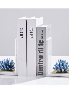 现代紫水晶书挡书立大理石书靠办公室书房书档样板房软装饰品摆件